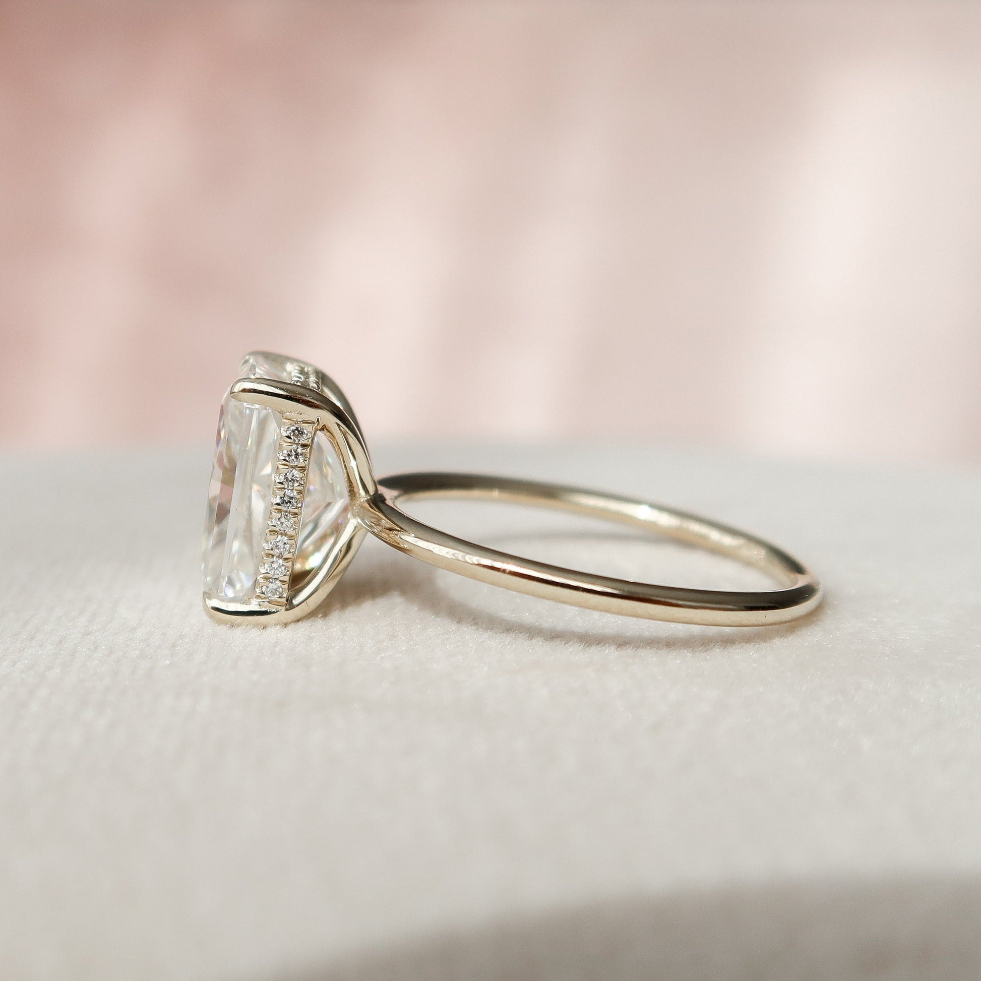 4.5 CT Radiant Cut Hidden Halo Style Moissanite Engagement Ring 3