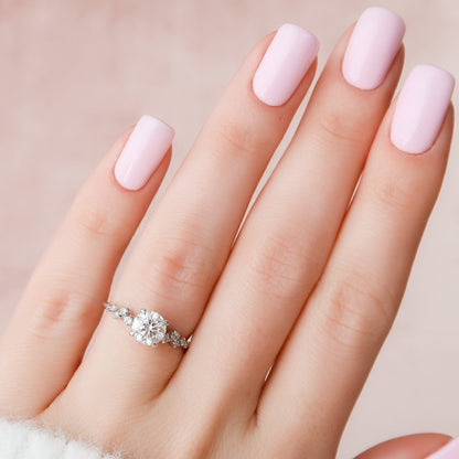 1.0 CT Round Hidden Halo Pave Style Moissanite Engagement Ring 9