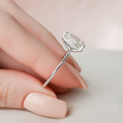 2.0 CT Pear Cut Hidden Halo Style Moissanite Engagement Ring 2