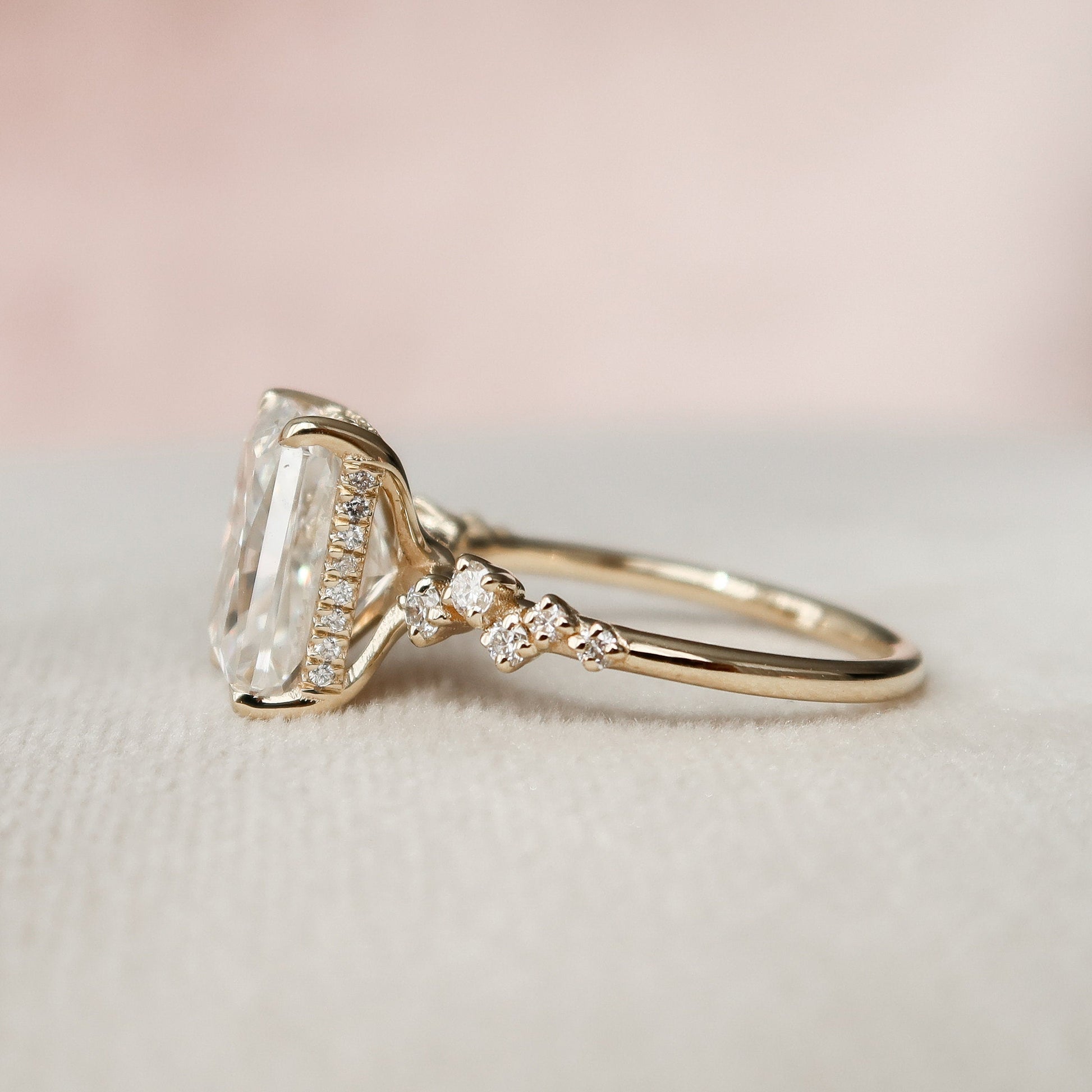 3.5 CT Radiant Cut Hidden Halo Pave Style Moissanite Engagement Ring 3