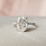 3.5 CT Oval Cut Hidden Halo Pave Setting Moissanite Engagement Ring 1