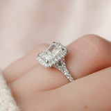 3.50 CT Radiant Halo & Pave Split Shank Moissanite Engagement Ring 7