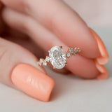 1.5 CT Oval Pave Moissanite Engagement Ring With Hidden Halo Setting 1