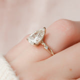 2.5 CT Pear Cut Twig Pave Moissanite Engagement Ring 6