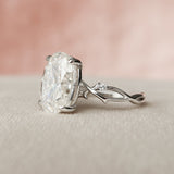 3.5 CT Oval Cut Twig Pave Moissanite Engagement Ring 8