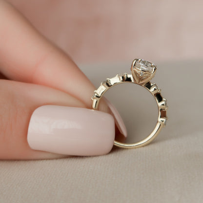 1.5 CT Oval Cut Dainty Pave Moissanite Engagement Ring 4