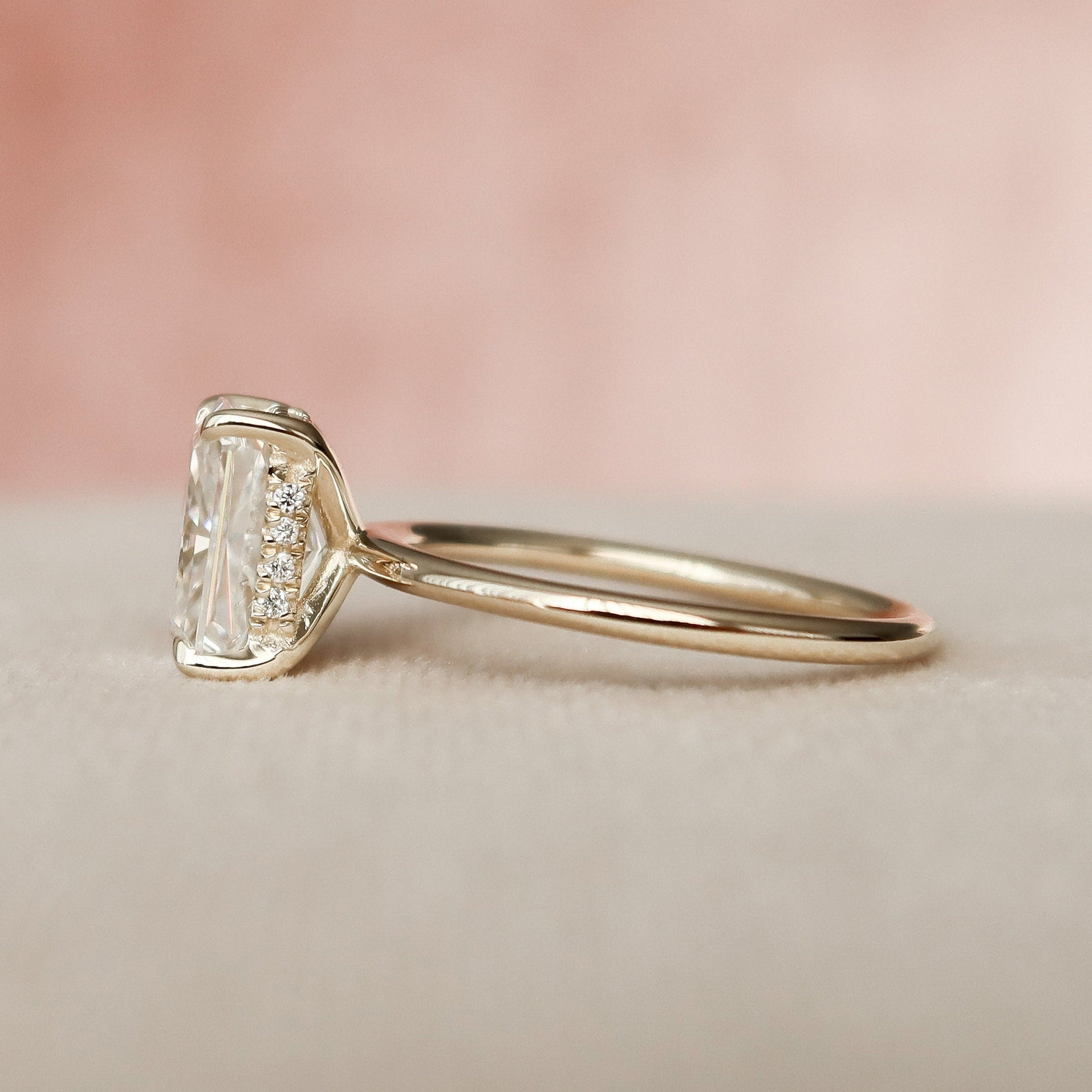 2.0 CT Radiant Cut Hidden Halo Moissanite Engagement Ring 9