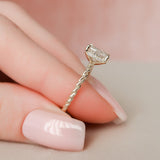 2.0 CT Cushion Hidden Halo Moissanite Engagement Ring