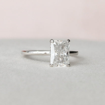 2.0 CT Radiant Hidden Halo Moissanite Engagement Ring 6