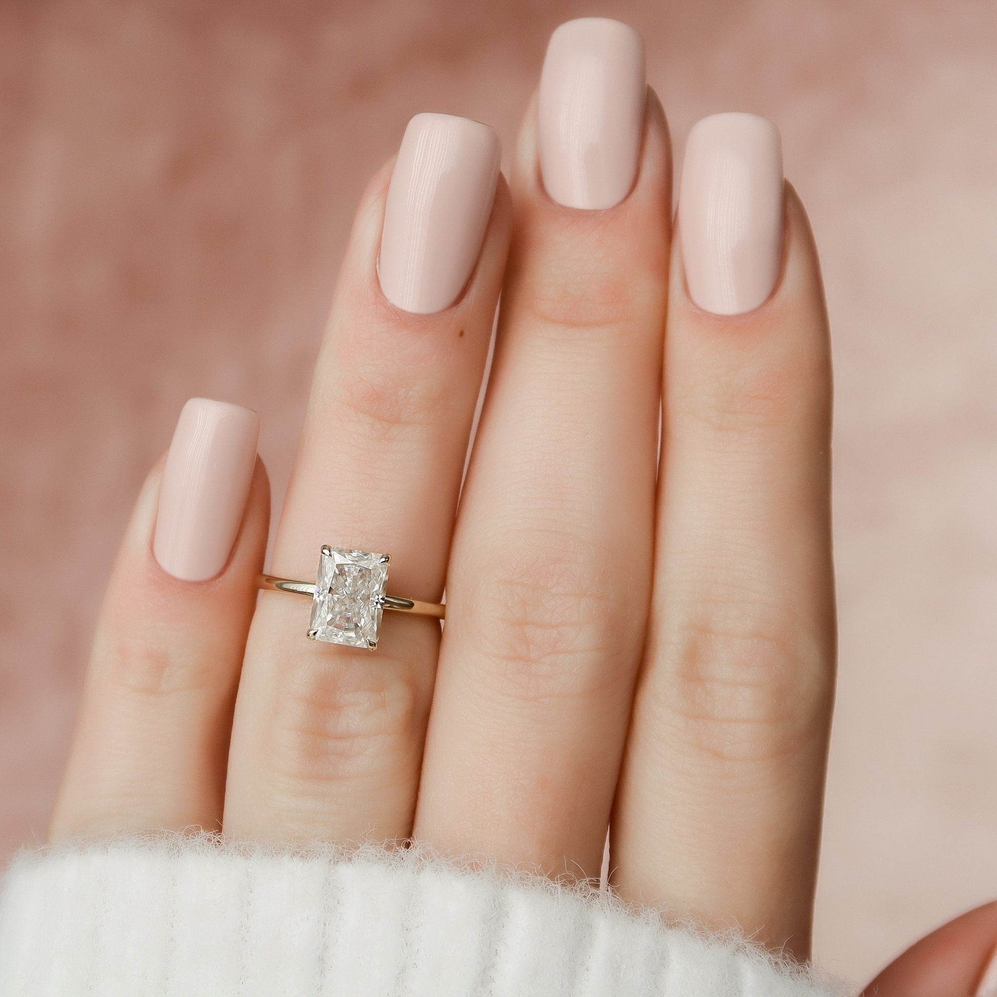 2.0 CT Radiant Hidden Halo Moissanite Engagement Ring 10