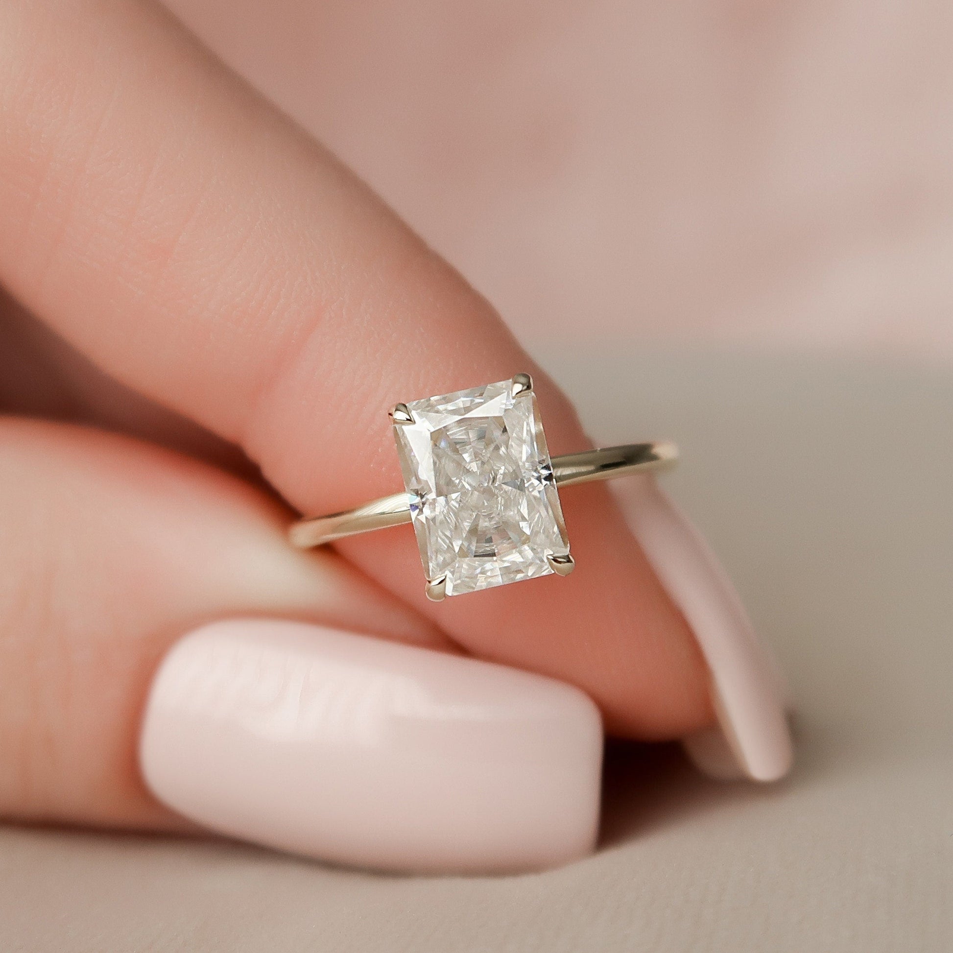 2.0 CT Radiant Hidden Halo Moissanite Engagement Ring 8