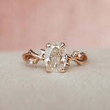 1.0 CT Oval Cut Twig Pave Moissanite Engagement Ring 3