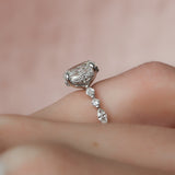 1.5 CT Oval Pave Moissanite Engagement Ring