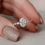 1.5 CT Oval Pave Moissanite Engagement Ring