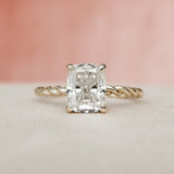 2.0 CT Cushion Hidden Halo Moissanite Engagement Ring
