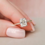 2.0 CT Cushion Hidden Halo Moissanite Engagement Ring