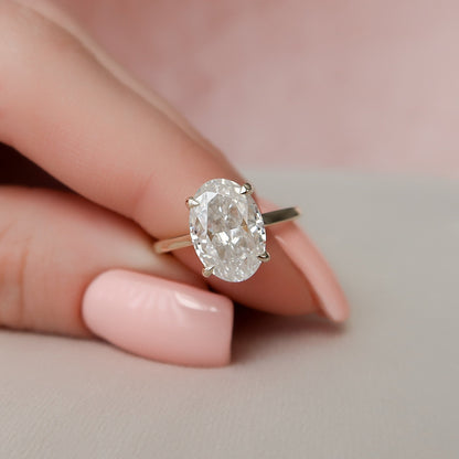 3.0 CT Oval Cut Hidden Halo Style Moissanite Engagement Ring 2