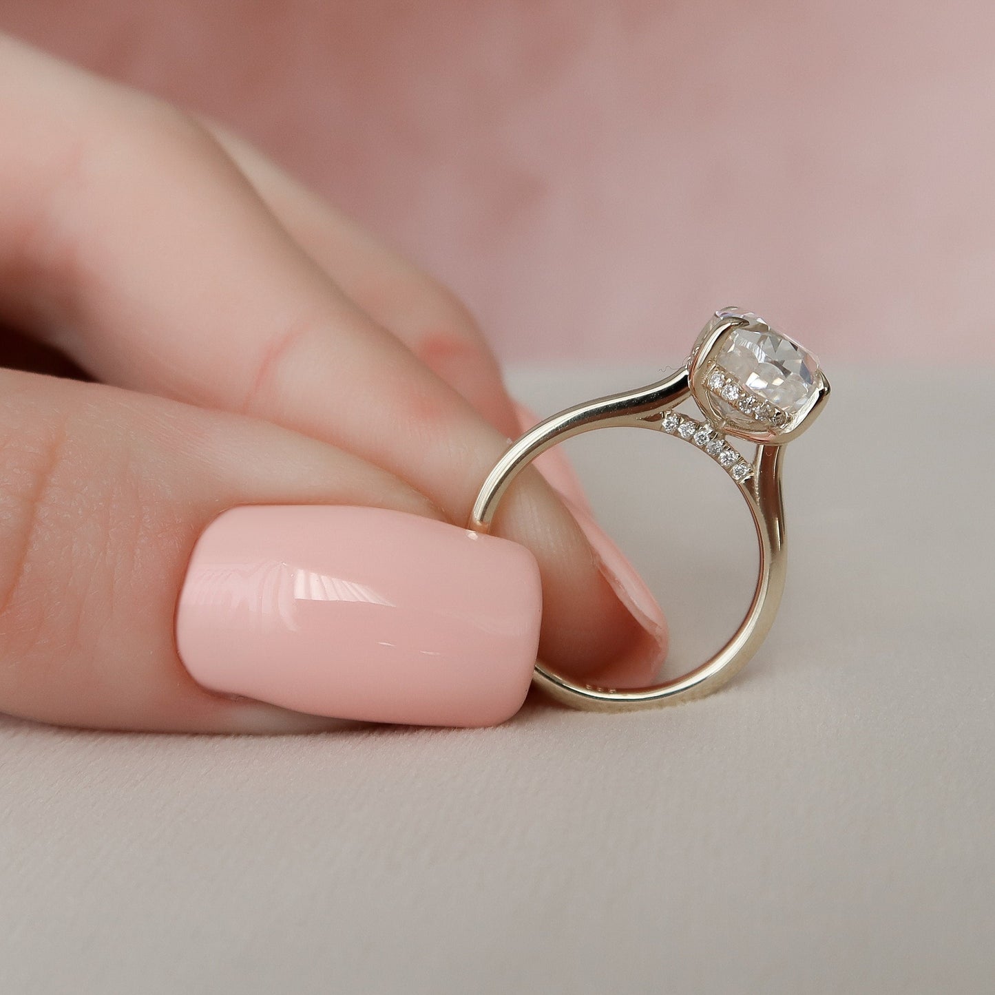 3.0 CT Oval Cut Hidden Halo Style Moissanite Engagement Ring 5