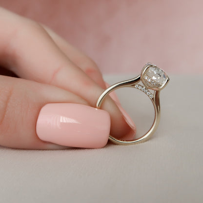 3.0 CT Oval Cut Hidden Halo Style Moissanite Engagement Ring 5