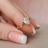 1.0 CT Oval Cut Twig Pave Moissanite Engagement Ring 2