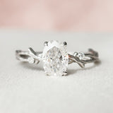 1.0 CT Oval Cut Twig Pave Moissanite Engagement Ring 1