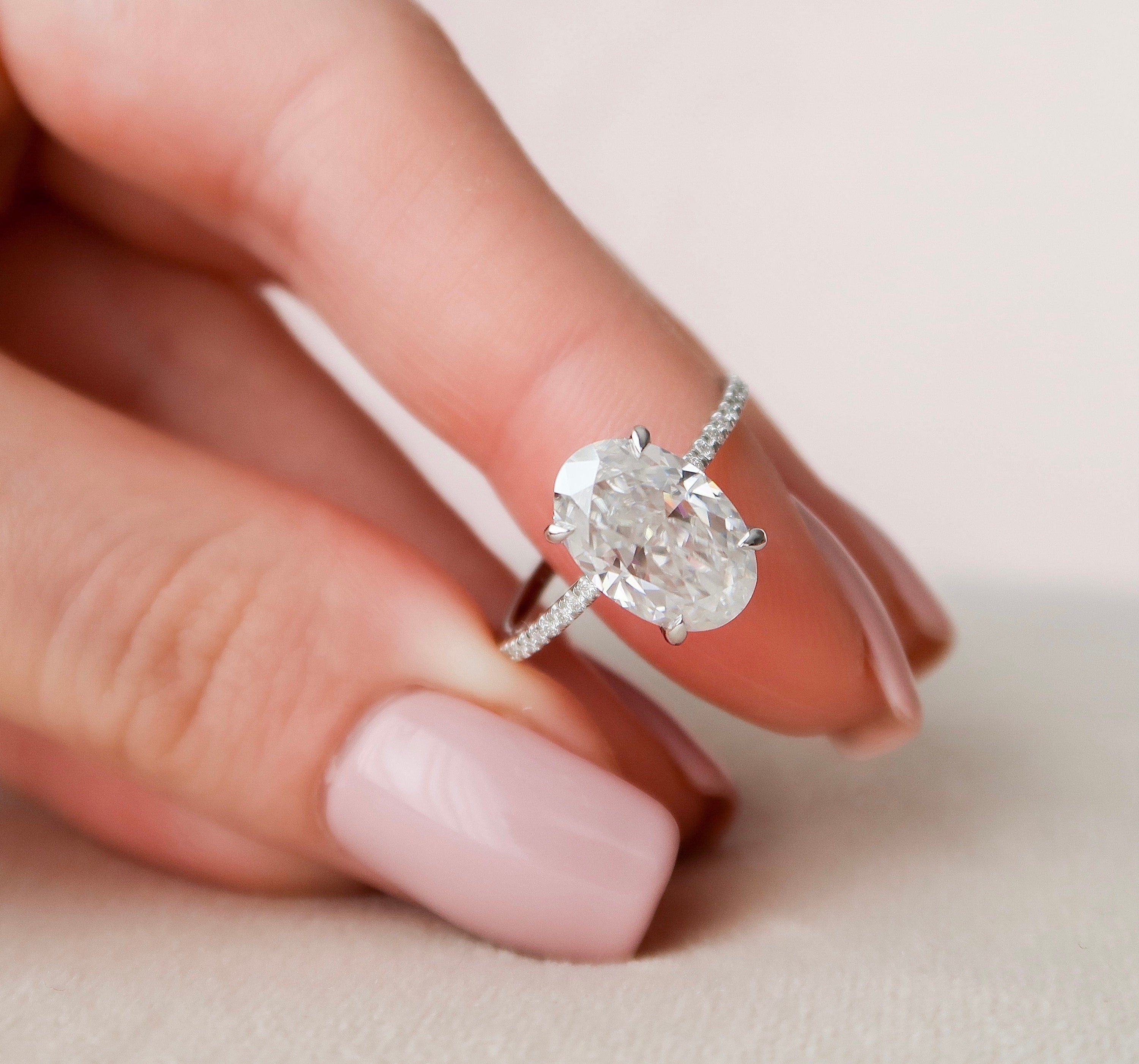 Oval Pave Lab Grown Diamond Engagement Ring