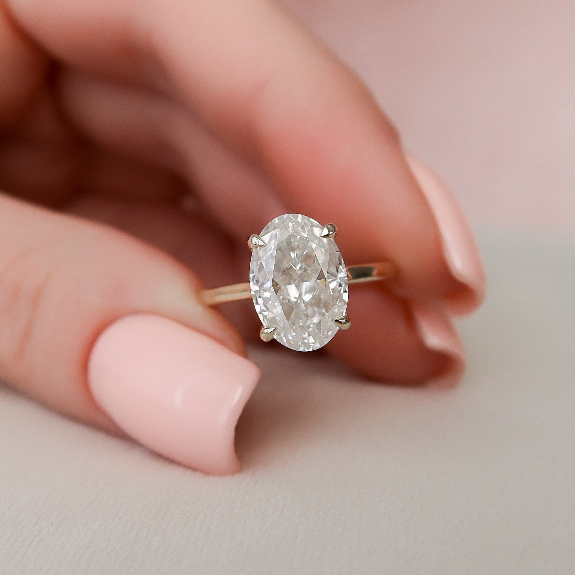 3.0 CT Oval Cut Hidden Halo Style Moissanite Engagement Ring 4