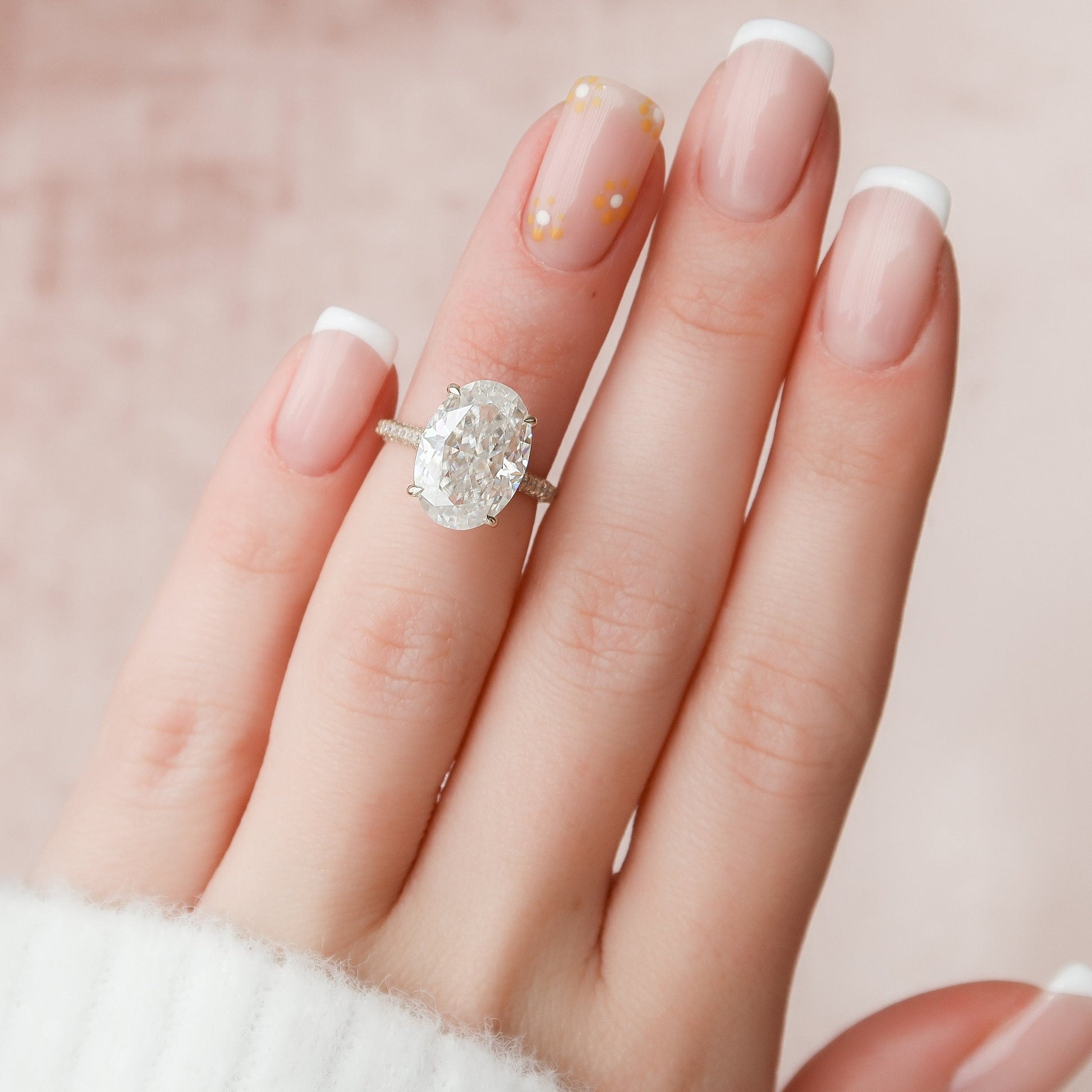 5.0 CT Oval Cut Pave Hidden Halo Moissanite Engagement Ring 7