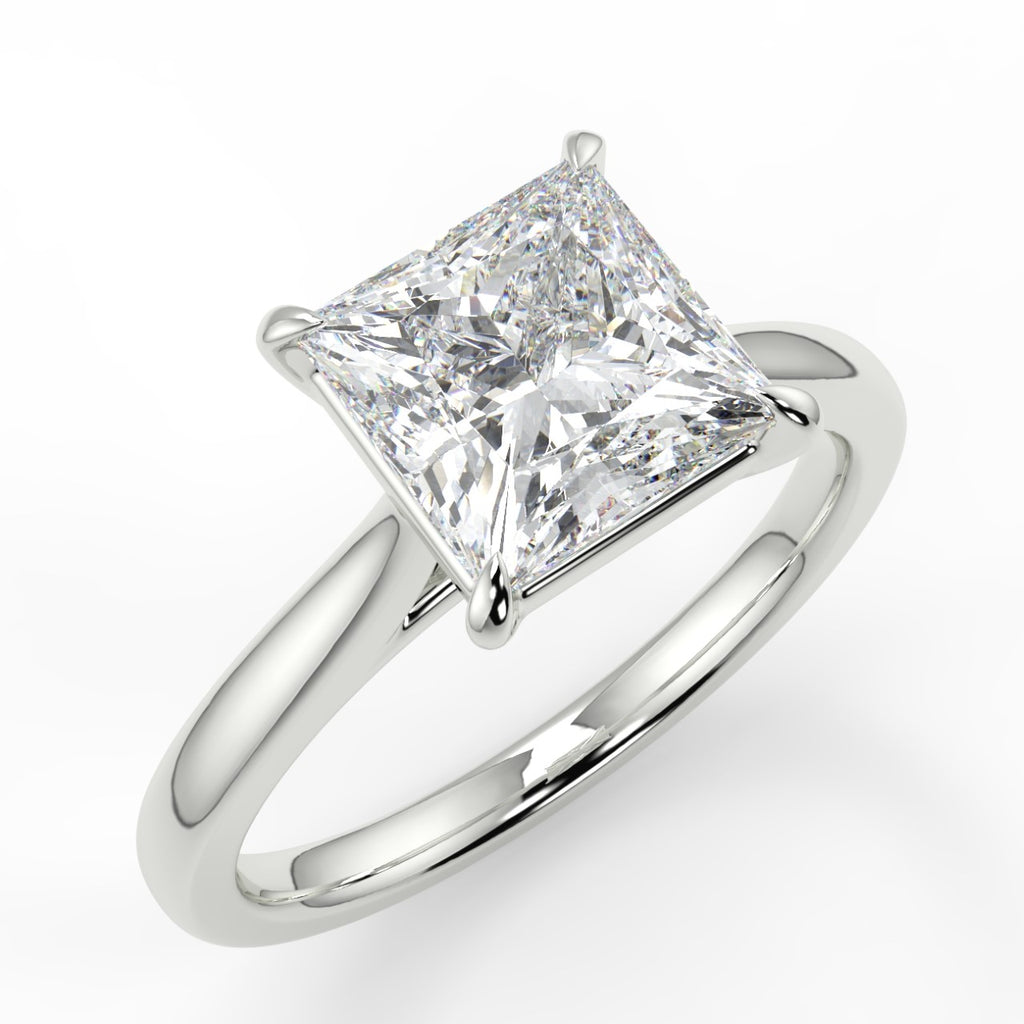 Solitaire Engagement Ring Featuring  1.35 CT Princess Moissanite 4