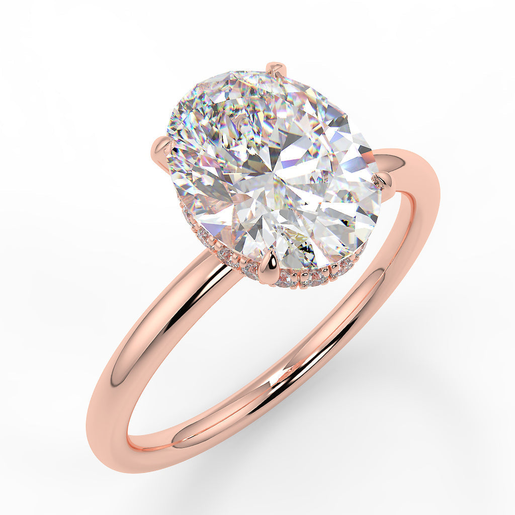 Hidden Halo Engagement Ring Featuring 1.91 CT Oval Moissanite 7