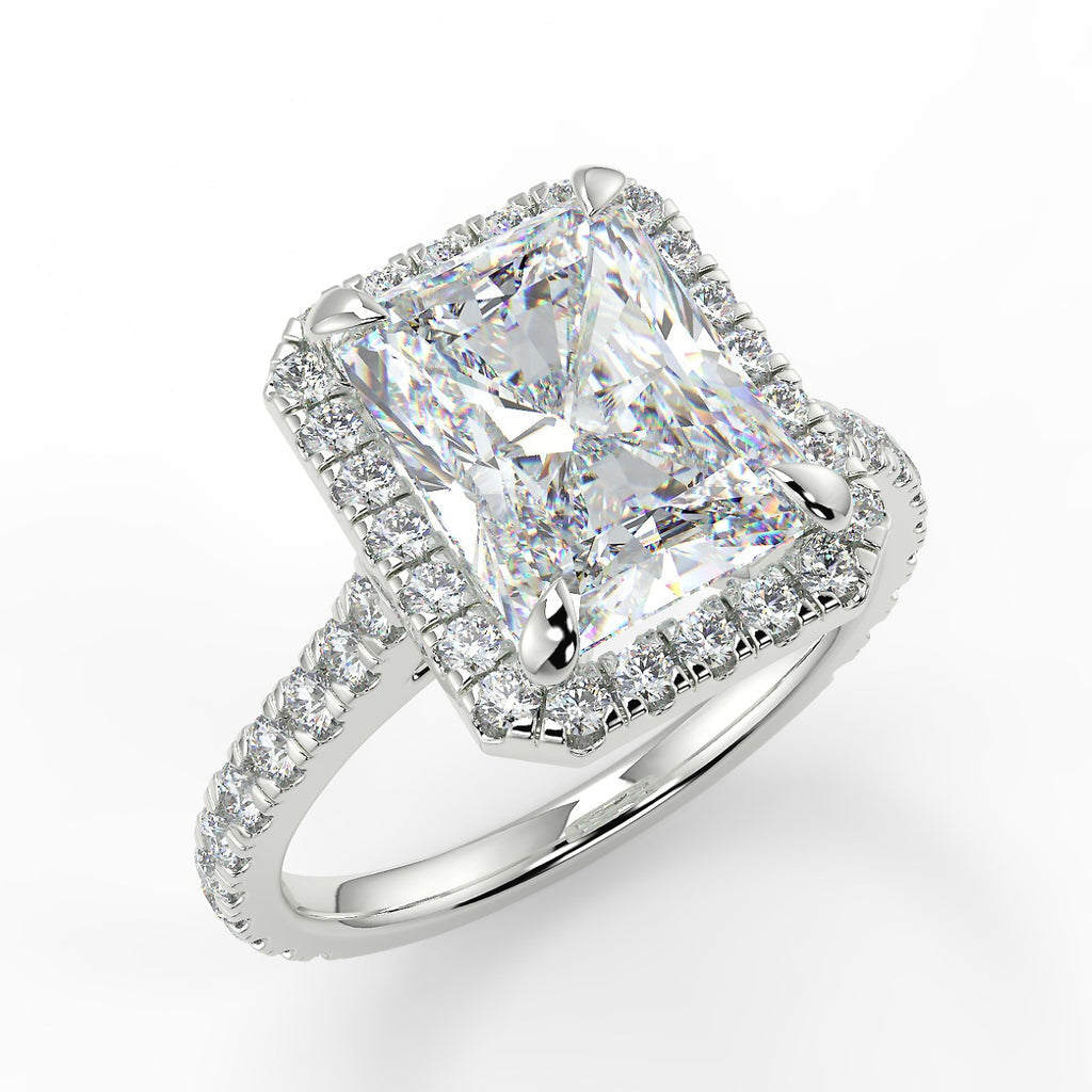 Halo Engagement Ring Featuring 2.50 CT Radiant Moissanite 4