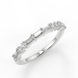 Alternative diamond Wedding Band Featuring  0.30 TCW Round & Baguette Moissanite 1