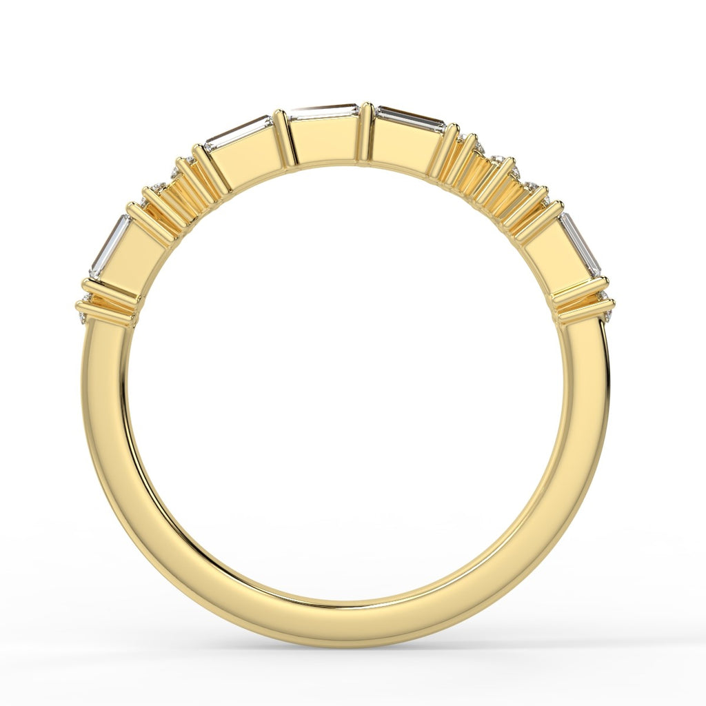 Alternative diamond Wedding Band Featuring  0.30 TCW Round & Baguette Moissanite 4