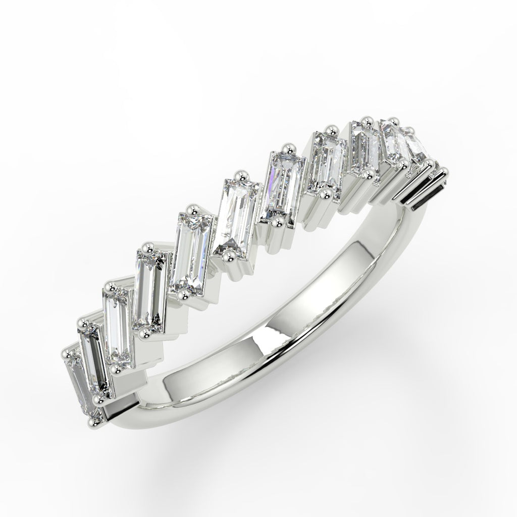 Half Eternity Wedding Band Featuring 0.64 TCW Baguette Moissanite 1