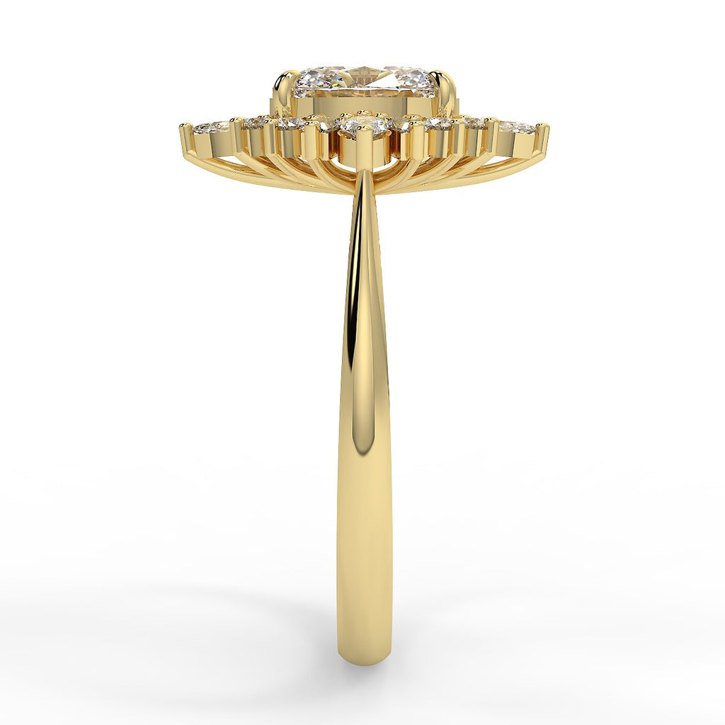 Cluster Engagement Ring Featuring 0.84 CT Oval Moissanite 3