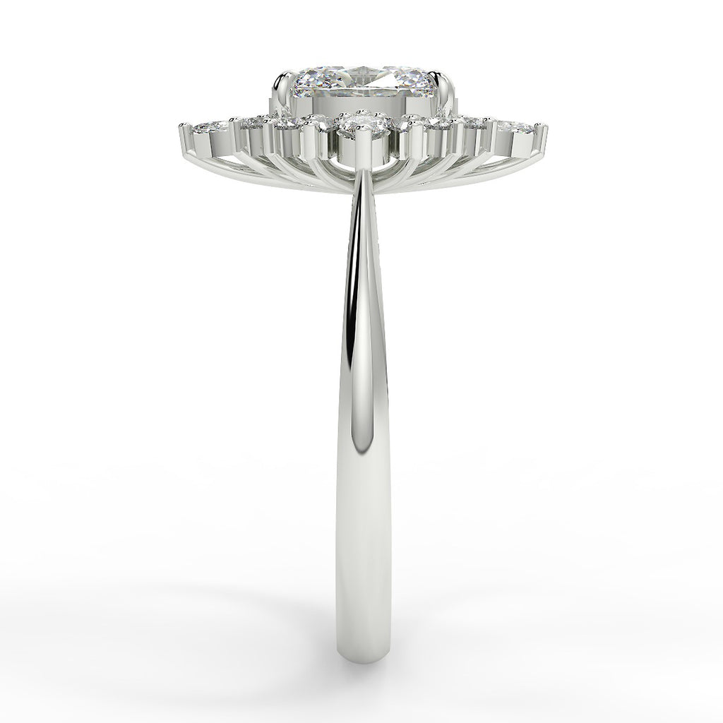 Cluster Engagement Ring Featuring 0.84 CT Oval Moissanite 6