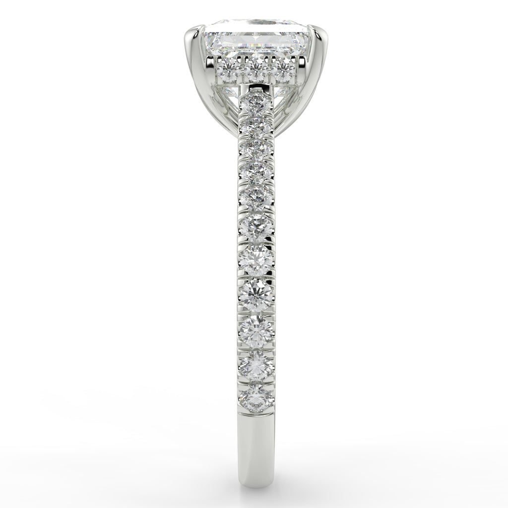 Hidden Halo Engagement Ring Featuring 1.35 CT Princess Moissanite 6