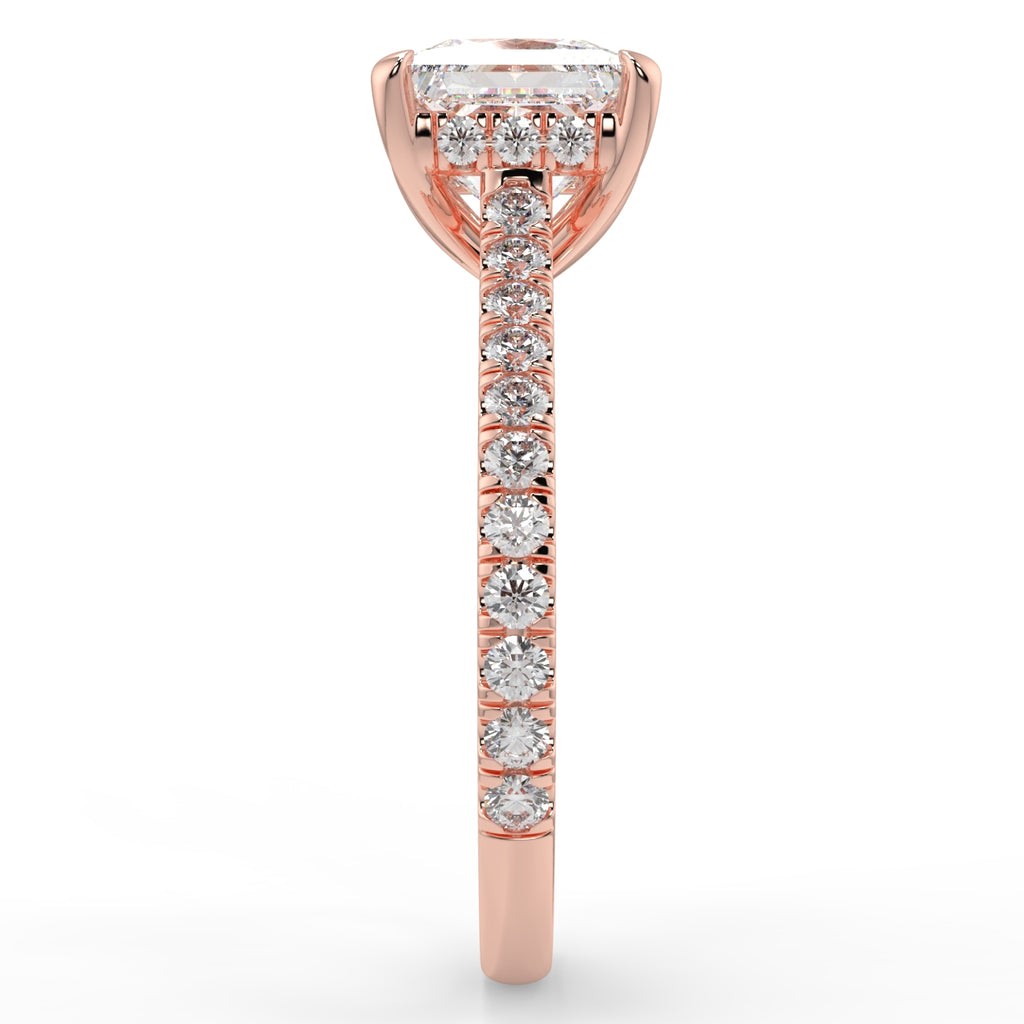 Hidden Halo Engagement Ring Featuring 1.35 CT Princess Moissanite 9