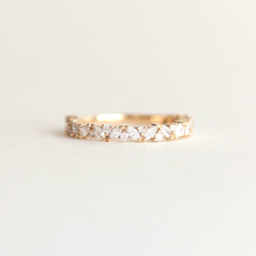 Half Eternity Wedding Band Featuring 0.60 TCW  Round & Marquise Moissanite 1