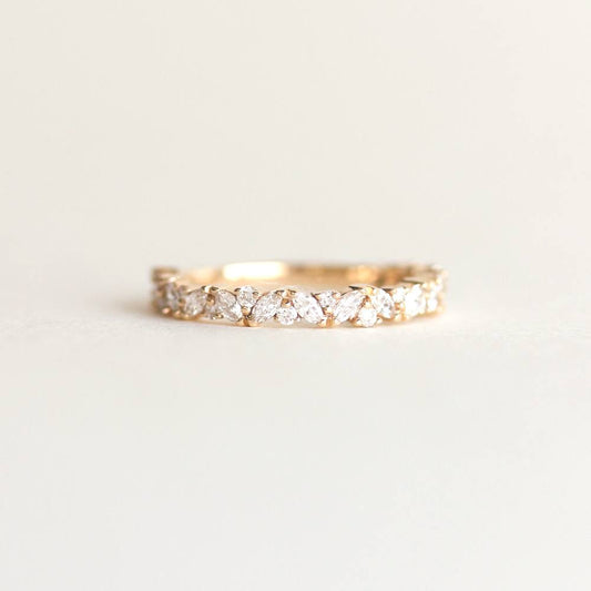 Half Eternity Wedding Band Featuring 0.60 TCW  Round & Marquise Moissanite 1