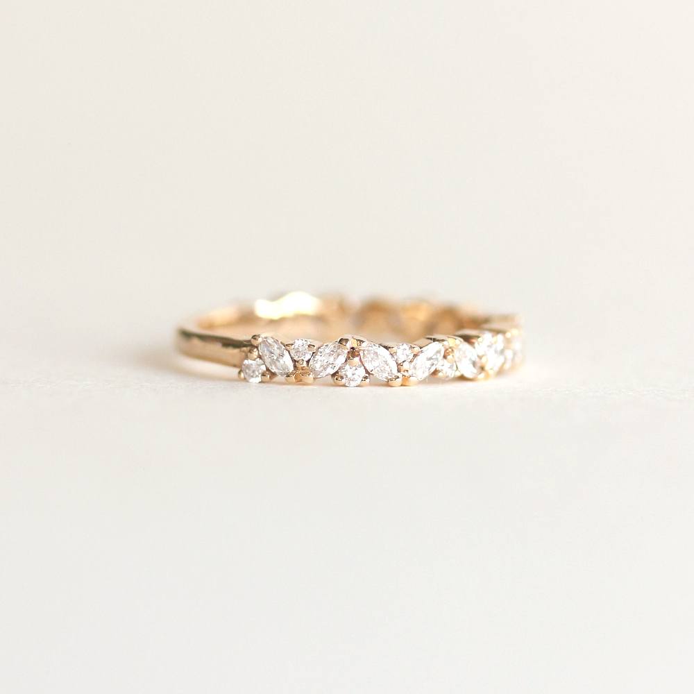Half Eternity Wedding Band Featuring 0.60 TCW  Round & Marquise Moissanite 3