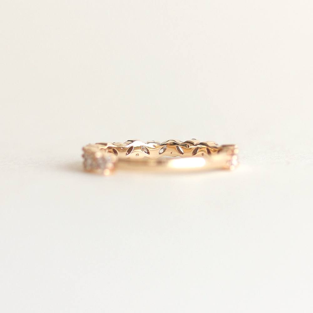 Half Eternity Wedding Band Featuring 0.60 TCW  Round & Marquise Moissanite 4