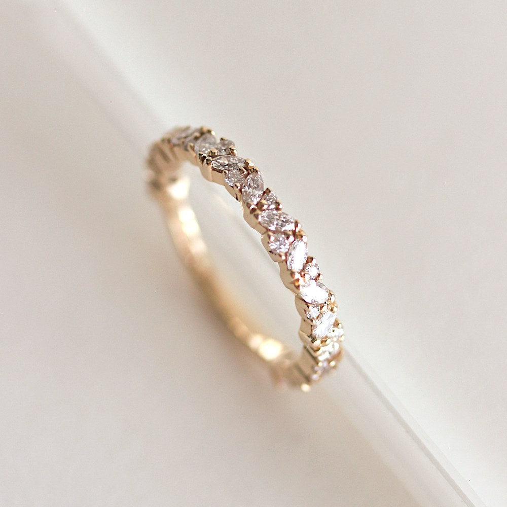 Half Eternity Wedding Band Featuring 0.60 TCW  Round & Marquise Moissanite 5