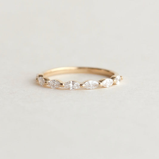 Half Eternity Wedding Band Featuring 0.70 TCW Marquise Moissanite 1