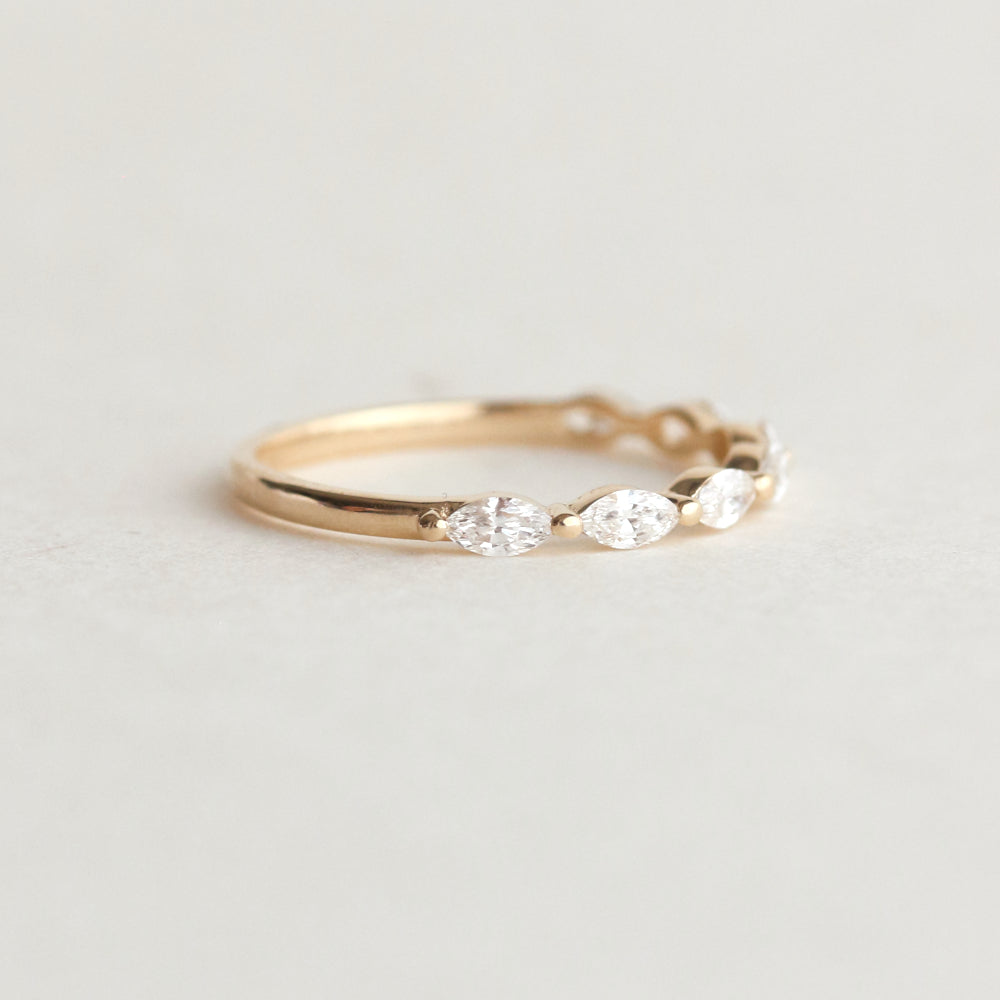 Half Eternity Wedding Band Featuring 0.70 TCW Marquise Moissanite 3