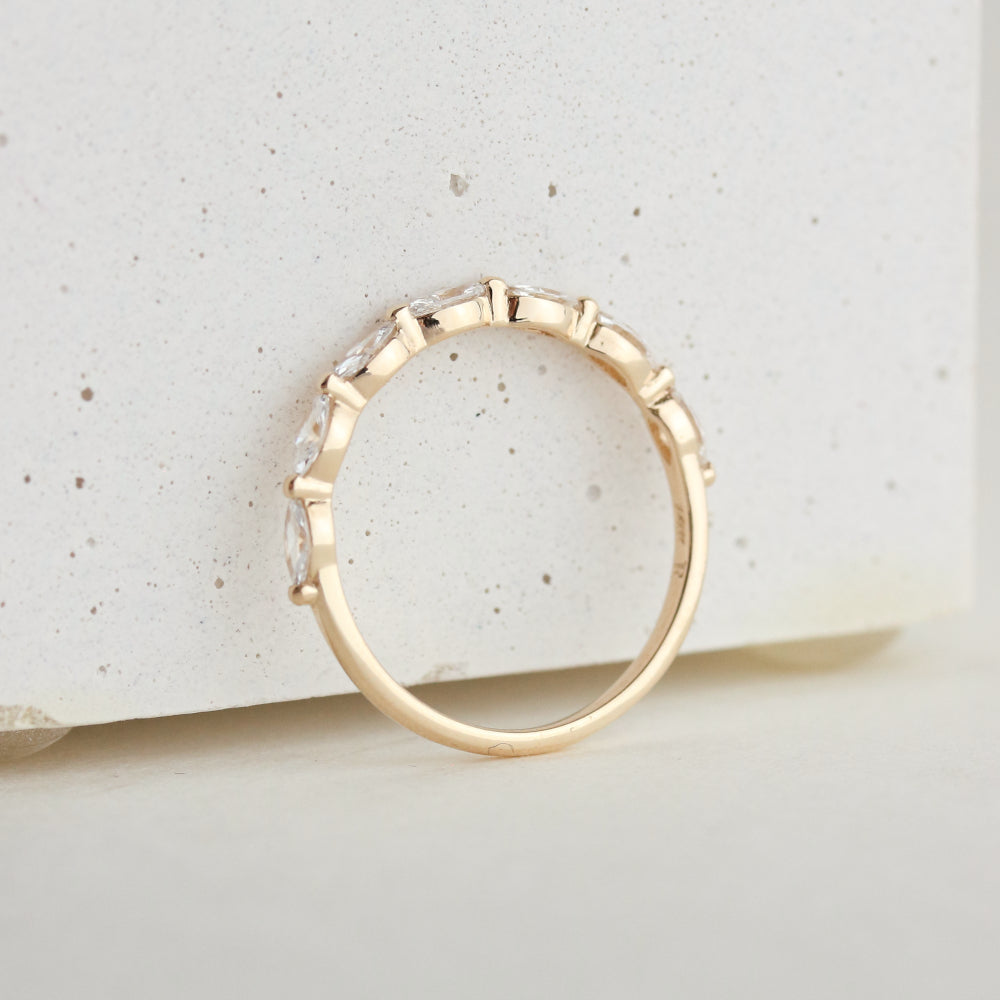 Half Eternity Wedding Band Featuring 0.70 TCW Marquise Moissanite 5