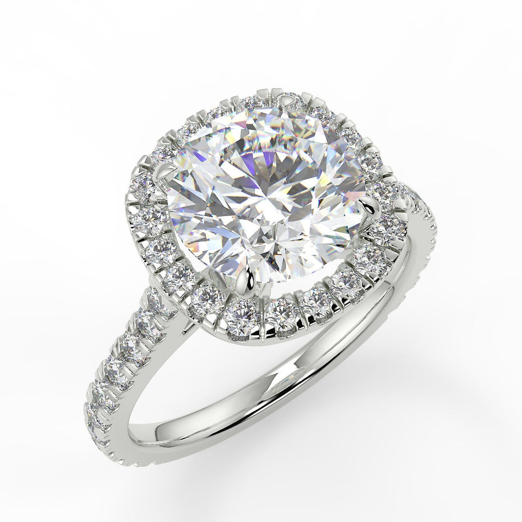 Halo Pave Engagement Ring Featuring 2.0 CT Round Moissanite 1