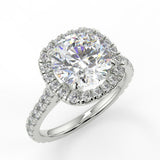 Halo Pave Engagement Ring Featuring 2.0 CT Round Moissanite 1