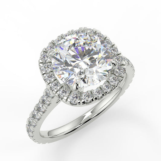 Halo Pave Engagement Ring Featuring 2.0 CT Round Moissanite 1