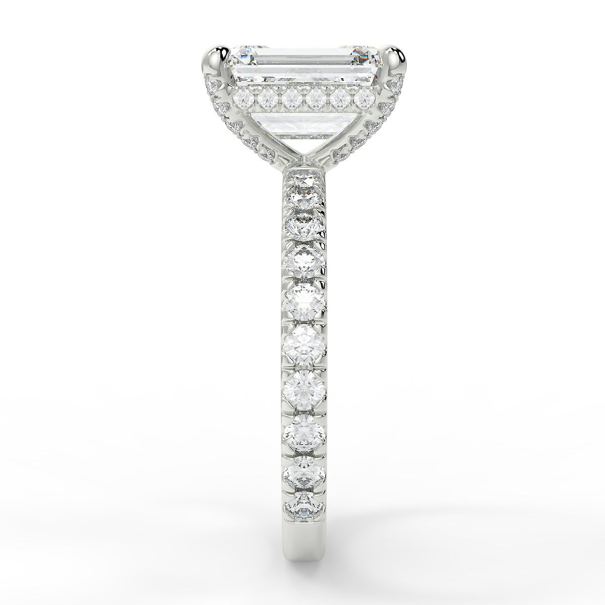 Hidden Halo Engagement Ring Featuring 2.53 CT Emerald Moissanite 3